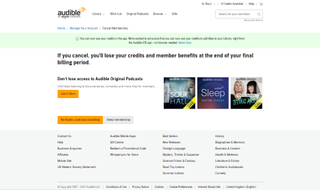 how to cancel audible - lose your credits