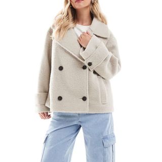 ASOS Design Petite Fux Wool Pea Coat