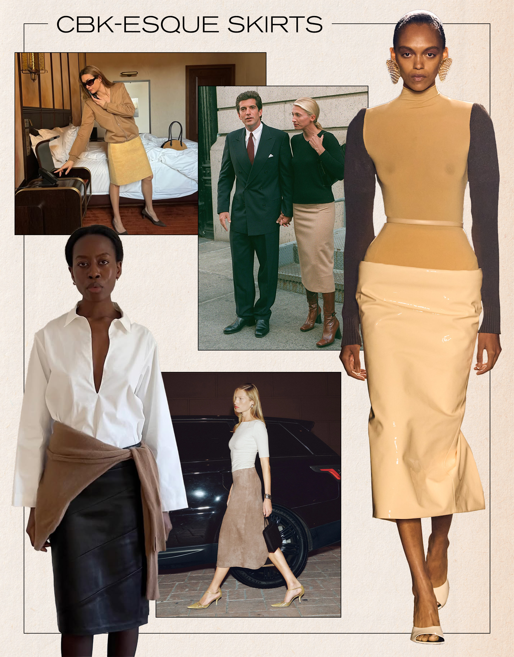 a collage of runway and influencer imagery featuring the biggest fashion trends of spring 2026