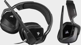 Corsair Void headset from various angles on a grey background.