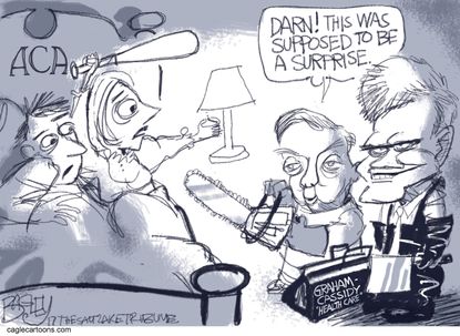 Political cartoon U.S. Graham Cassidy Obamacare repeal ACA