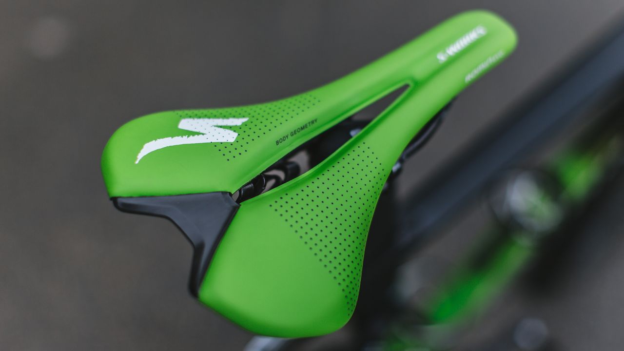 Specialized also produced a green S-Works Romin Evo saddle for Peter Sagan