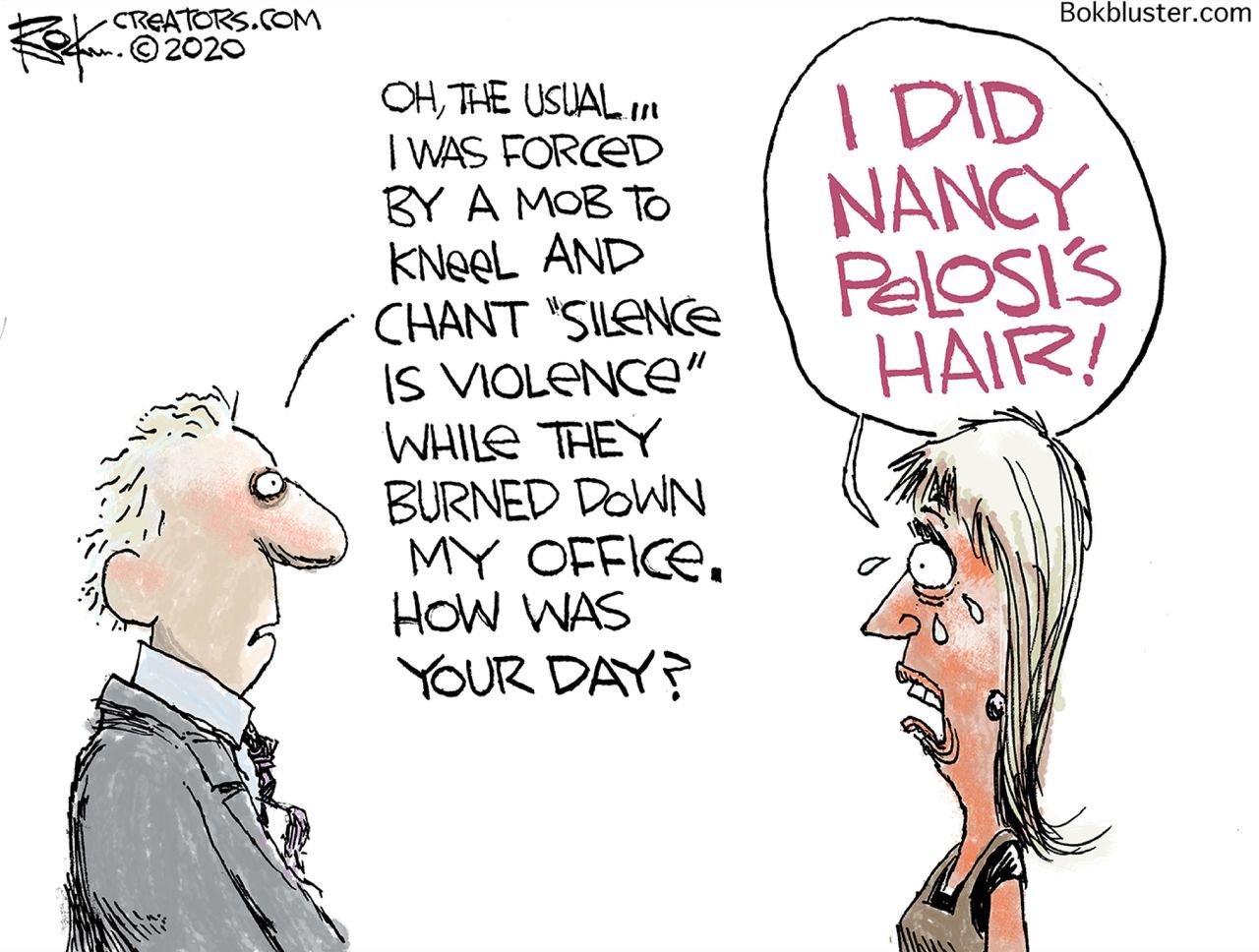 Editorial Cartoon U.S. protests Nancy Pelosi salon