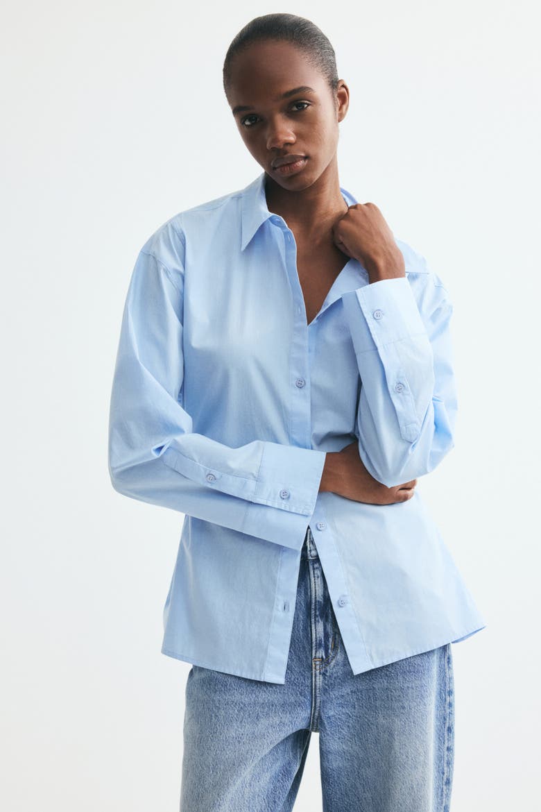 Tapered-Waist Poplin Shirt