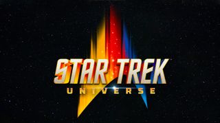  Star Trek Universe logo with delta insignia in red, yellow and blue.