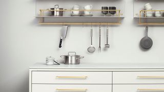 Organizing kitchen countertops with wall storage