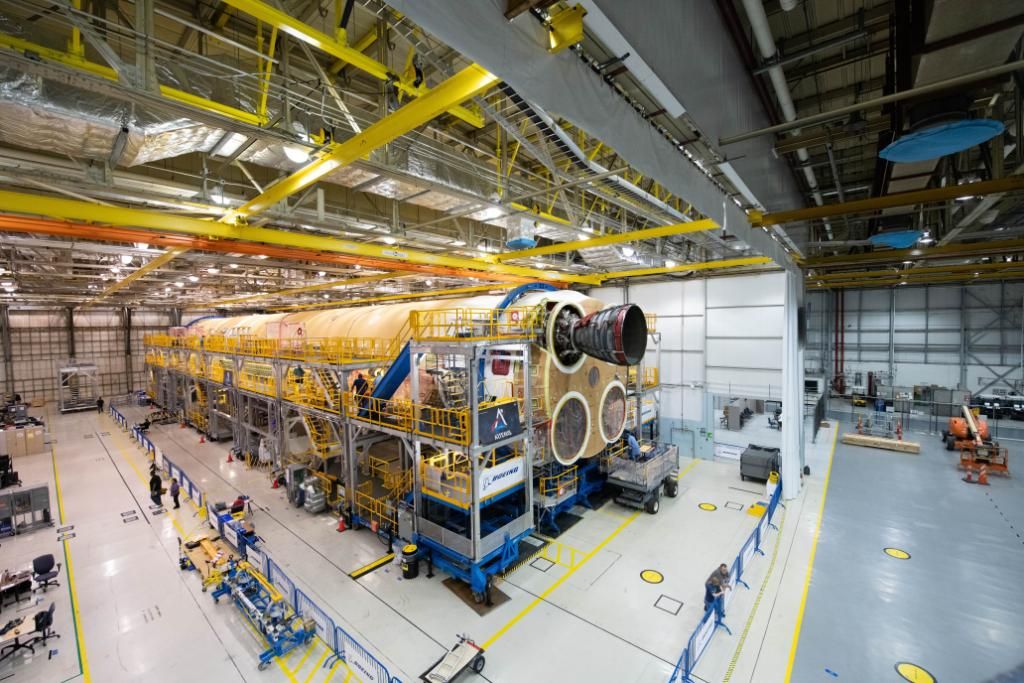 NASA's first Space Launch System rocket core stage received its first RS-25 rocket engine in late October 2019.