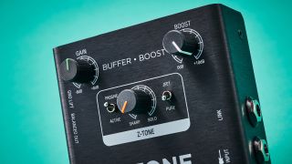 A close up of the control panel of a buffer pedal