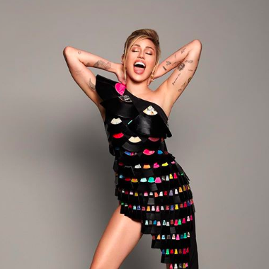 Miley Cyrus Shows Off a Gown Made Entirely of Vinyl Records | Marie Claire