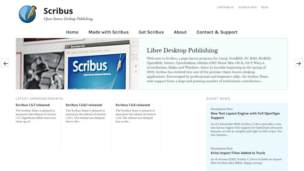 Website screenshot for Scribus