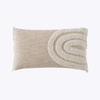 Oblong throw pillow with tufted arches