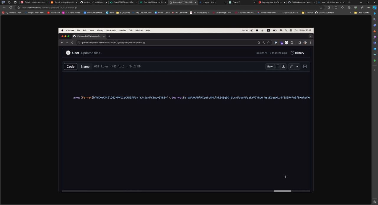 Image of GitHub Repo attack malicious code