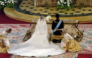 Queen Letizia on her wedding day in 2004