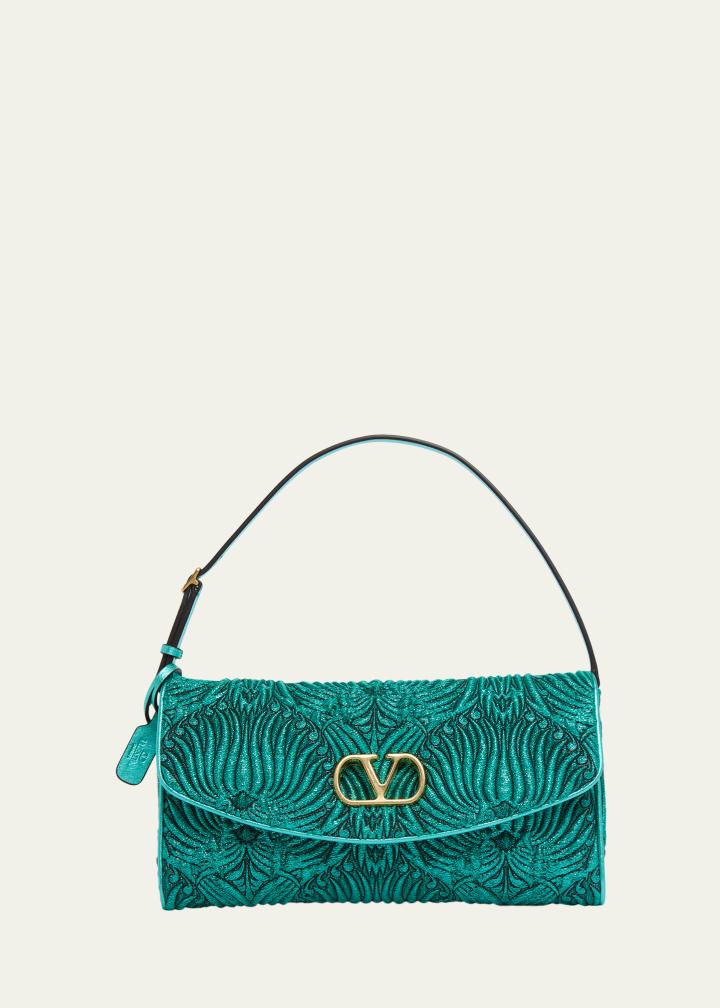 Devain Metallic Jacquard Top-Handle Bag