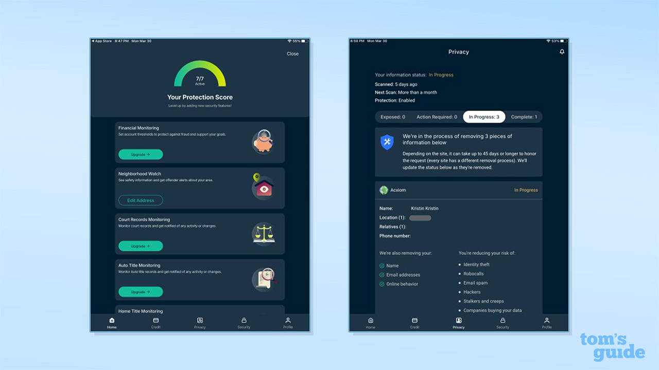 اسکرین شات از برنامه Identity Defender iOS ExpressVPN در iPad.
