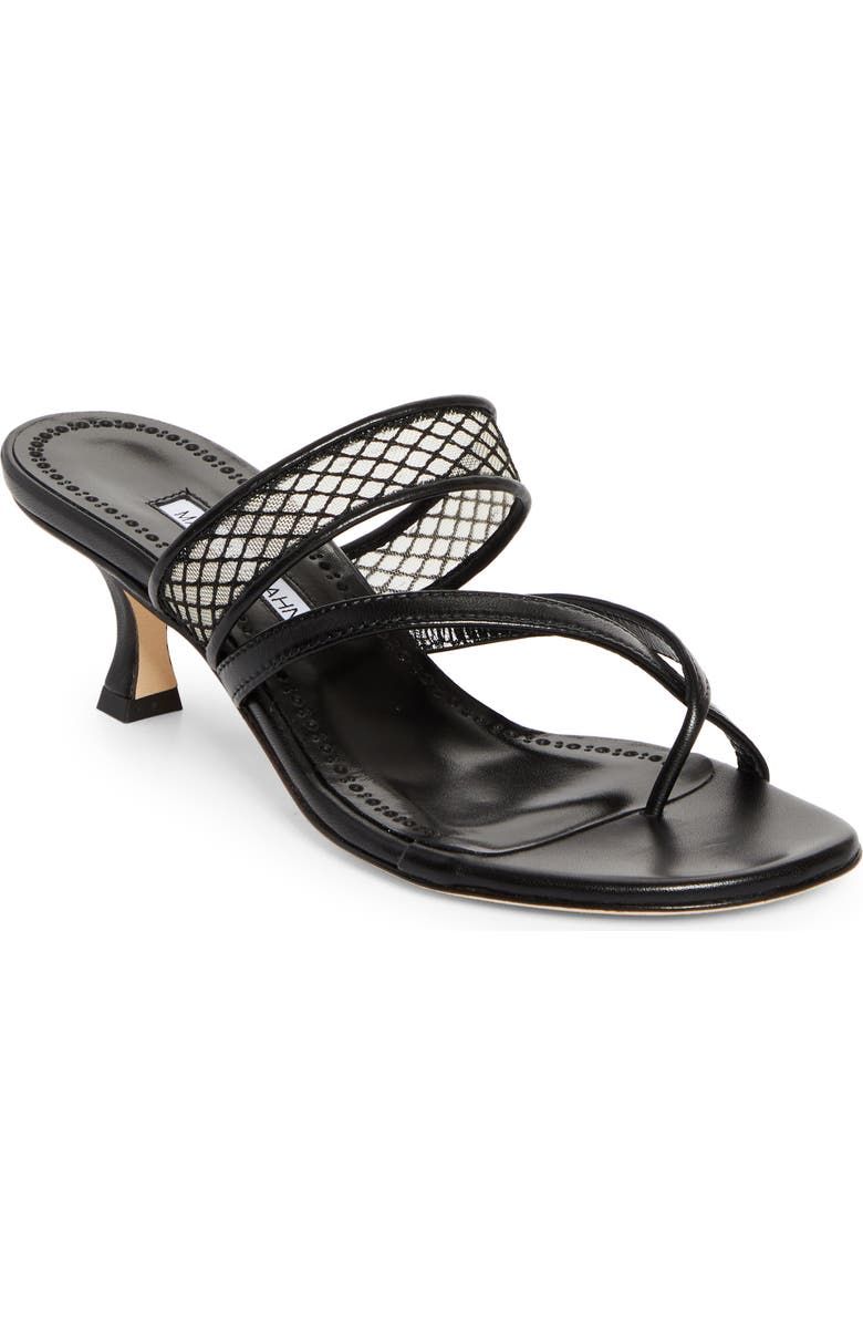 Sulna Kitten Heel Mesh & Leather Sandal