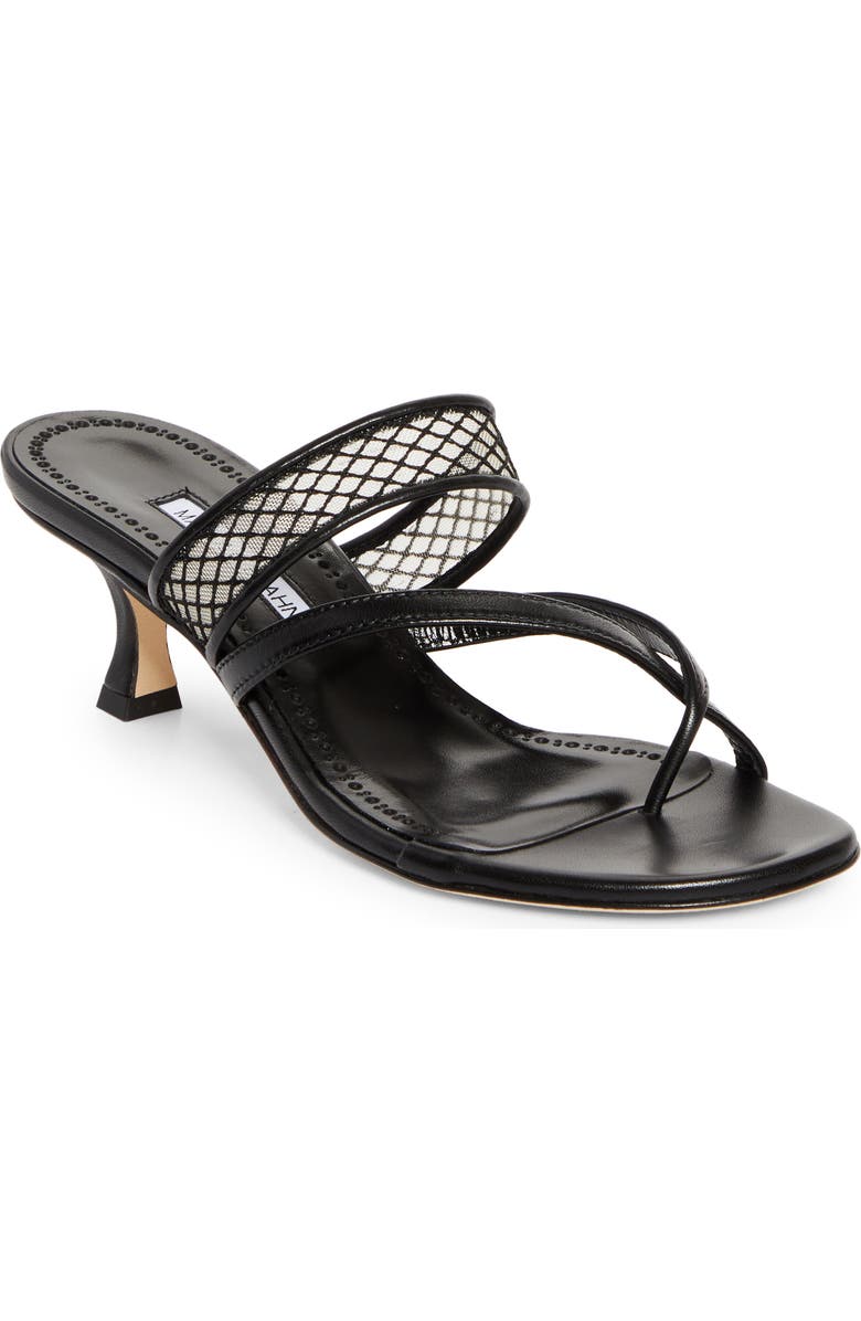 Sulna Kitten Heel Mesh & Leather Sandal