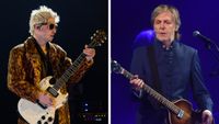 Left–Andrew Watt performs onstage during the 68th GRAMMY Awards on February 01, 2026 in Los Angeles, California; Right–Paul McCartney performs on the Pyramid stage during Glastonbury Festival