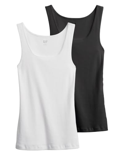 Gap Women V-Sl Bf Tank 2 Pack, White V2 Global, Medium Regular