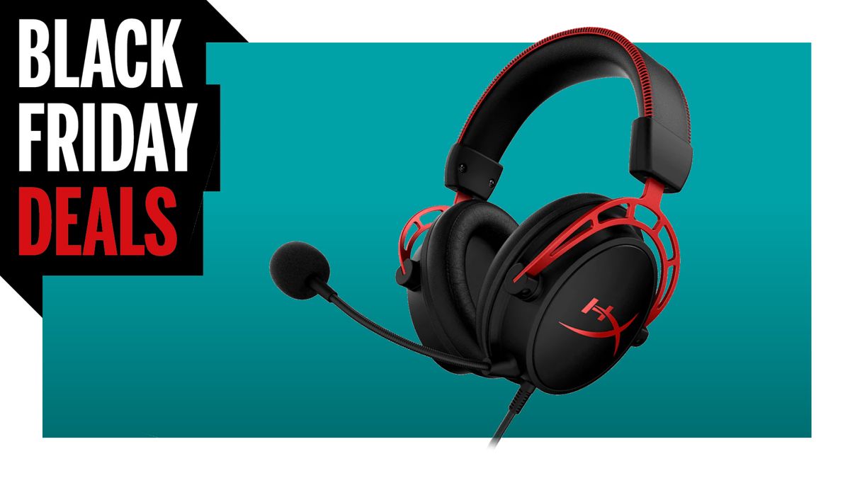 The HyperX Cloud Alpha gaming headset on blue.