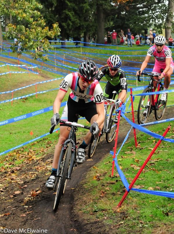 Julie Krasniak (Rapha-Focus) leading Antonneau and Miller