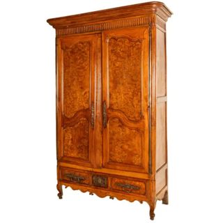 Antique 18th Century Louis XV French Provincial Burl Chestnut Walnut Armoire