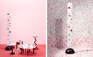 Amsterdam design studio H-o-tt creates funky furniture the doubles as workout equipment, here against pink background