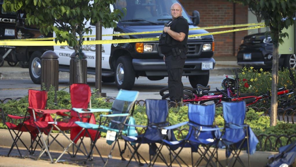 A police officer in Highland Park, Illinois.