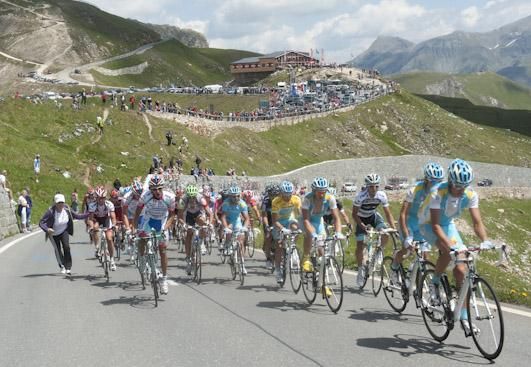 Astana riders set tempo in the peloton.