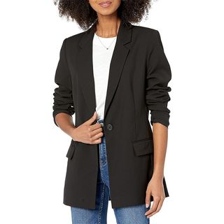 The Drop Women's Blake Long Blazer, Black, Xxl Plus