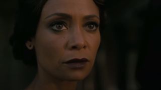 close-up of Maeve's face in Westworld