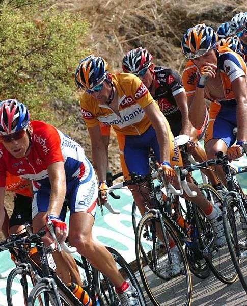 Denis Menchov (Rabobank) is the overall leader.