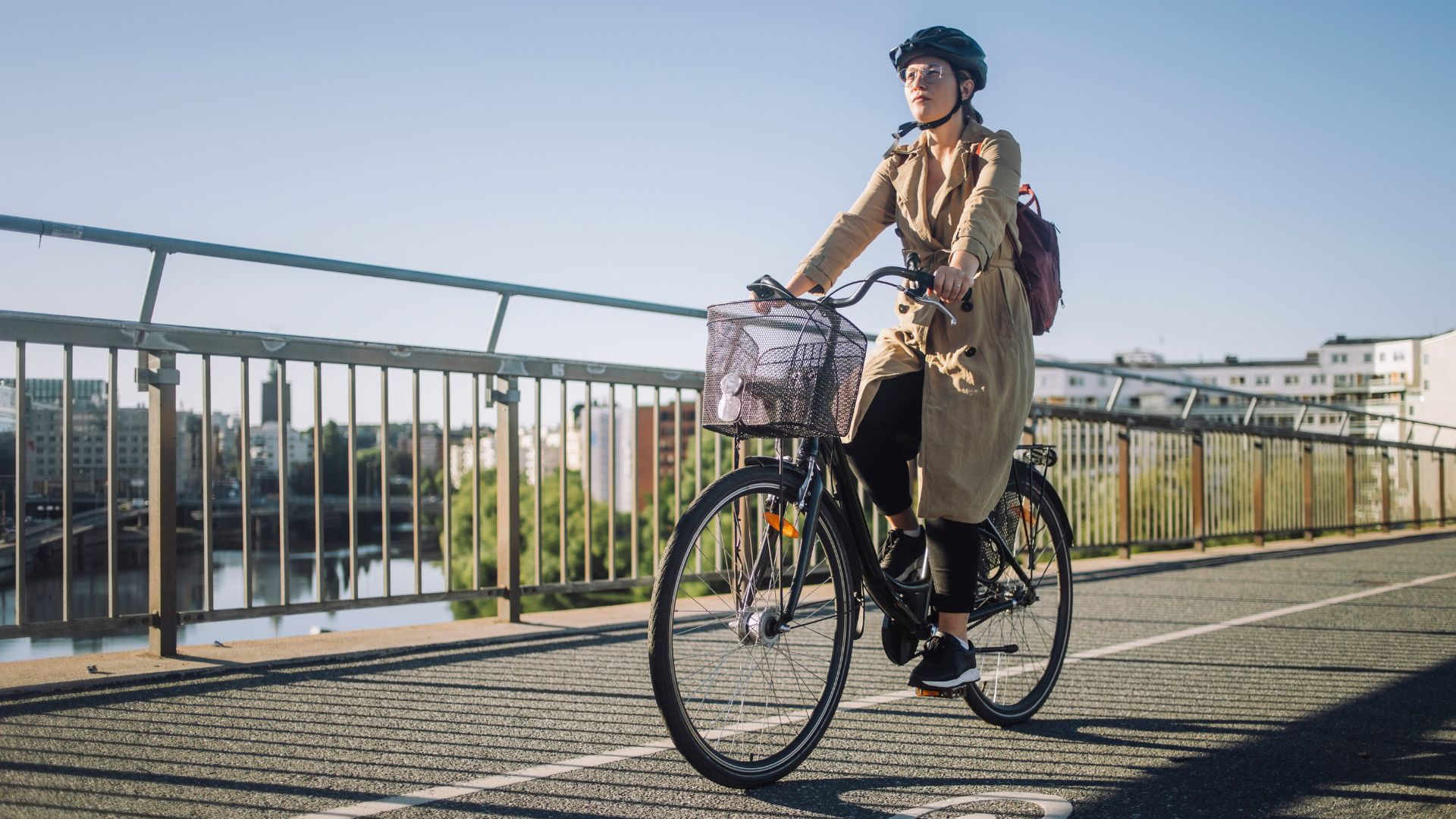 Woman riding bike