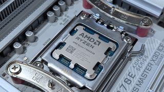 AMD Ryzen 7 9850X3D desktop processor up close