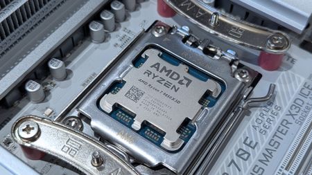 AMD Ryzen 7 9850X3D desktop processor up close