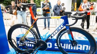 Mads Pedersen's unreleased new Trek, fresh from the finish line of the Critérium du Dauphiné