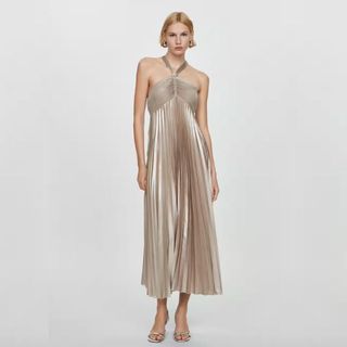 Mango metallic midi dress