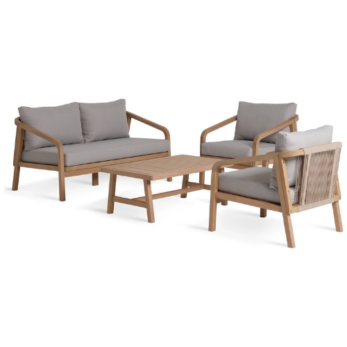 Habitat, Habitat Hania 4 Seater Wooden Garden Sofa Set - Natural