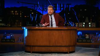 James Corden behind the desk of The Late Late Show
