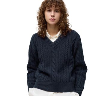 Cable Knit V Neck Jumper