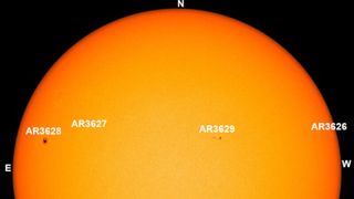 Sunspots on the sun's surface