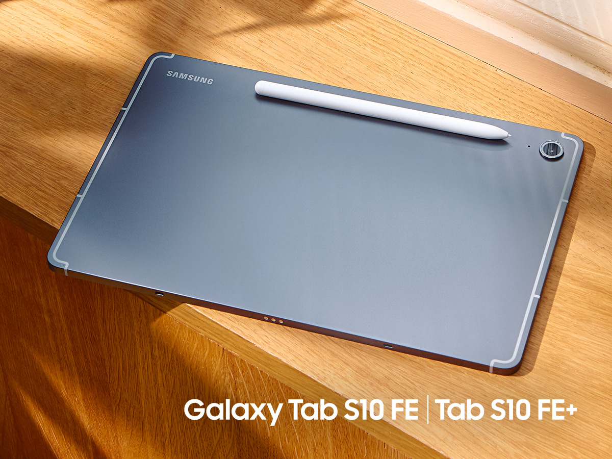 Samsung Galaxy Tab S10 FE and FE+ on a wooden surface