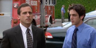 Steve Carell as Michael Scott and B.J. Novak as Ryan Howard in The Office