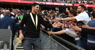 Arsenal manager Mikel Arteta after The FA Community Shield match between Manchester City against Arsenal at Wembley Stadium on August 06, 2023 in London, England.