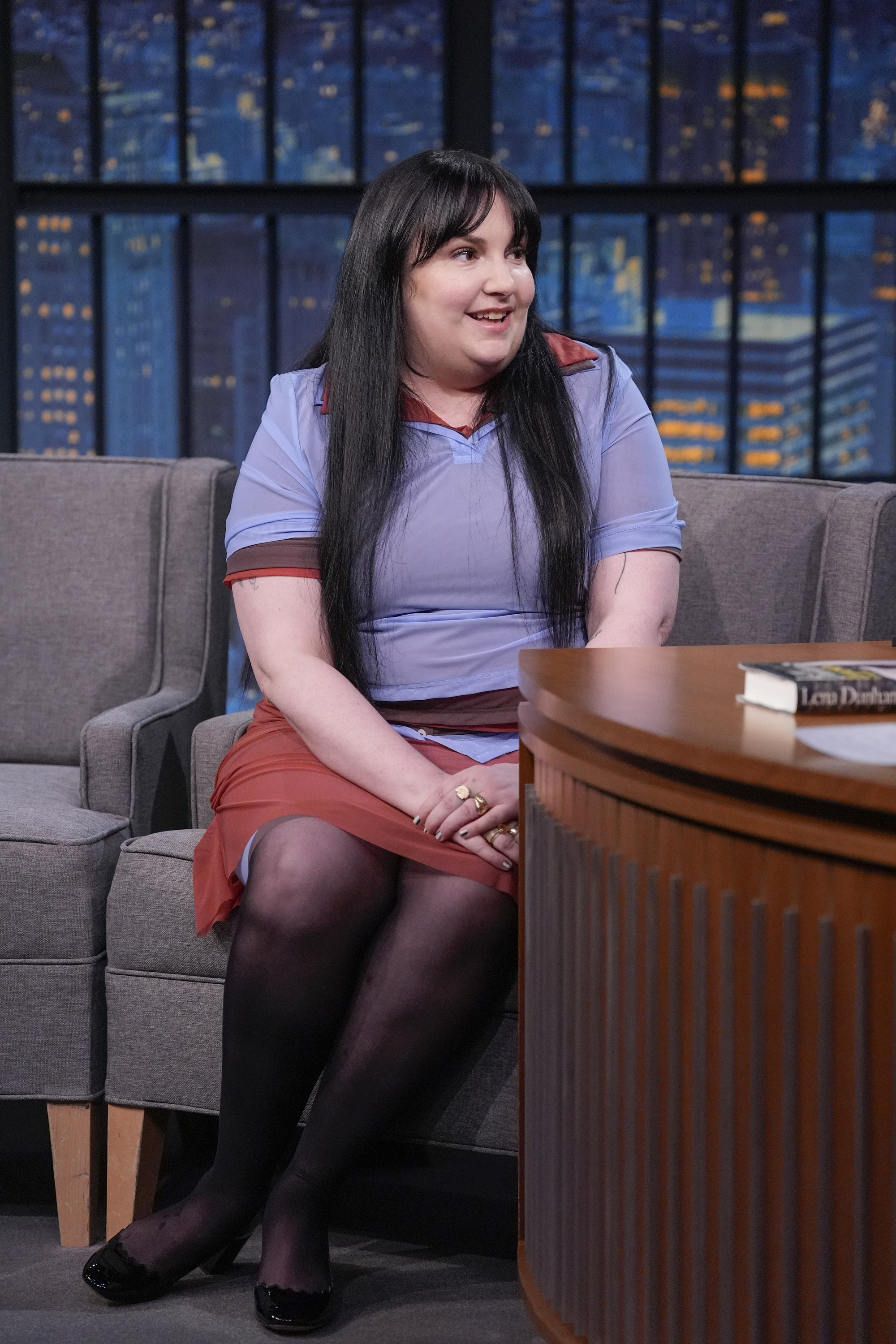 Lena Dunham wore a polo shirt sandwich on Late Night With Seth Meyers