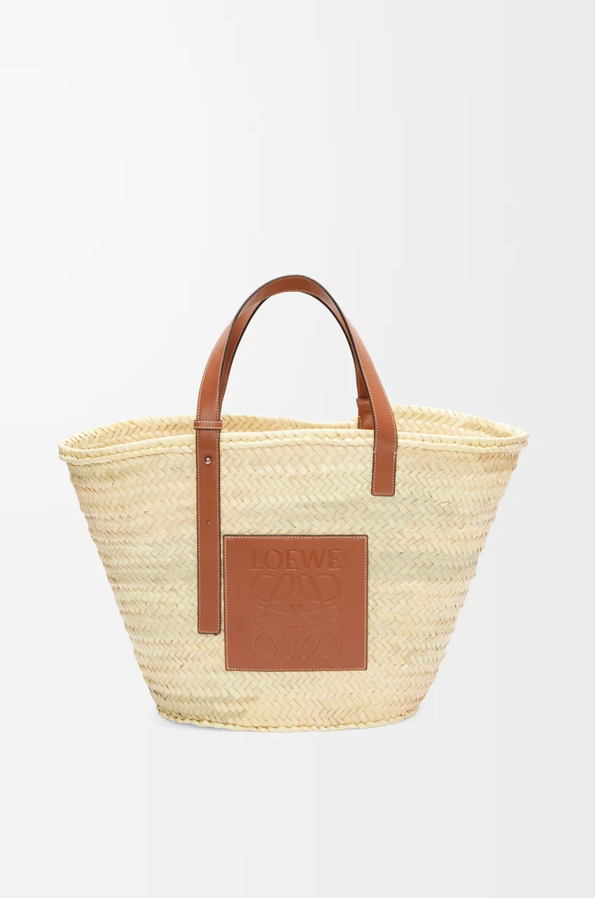 Loewe, Large Basket Bag in Palm Leaf and Calfskin