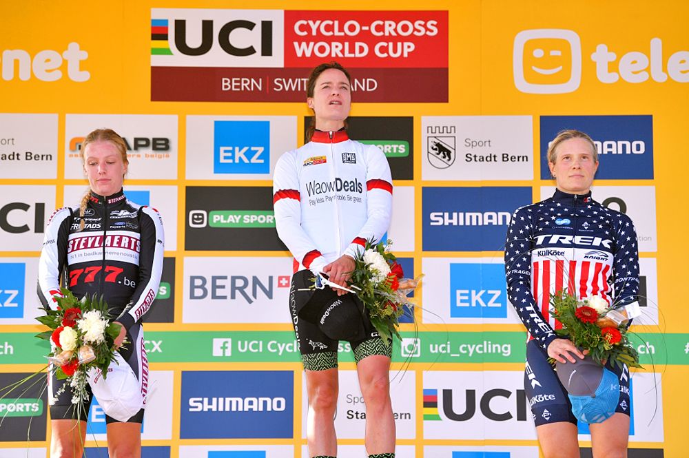 Marianne Vos (WaowDeals) wins Cyclo-cross World Cup in Bern 2018 - Annemarie Worst second and Katie Compton third