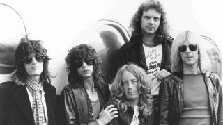 Aerosmith posing for a photograph in 1978