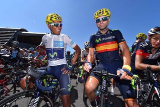 Nairo Quintana (Movistar) and his teammate Alejandro Valverde