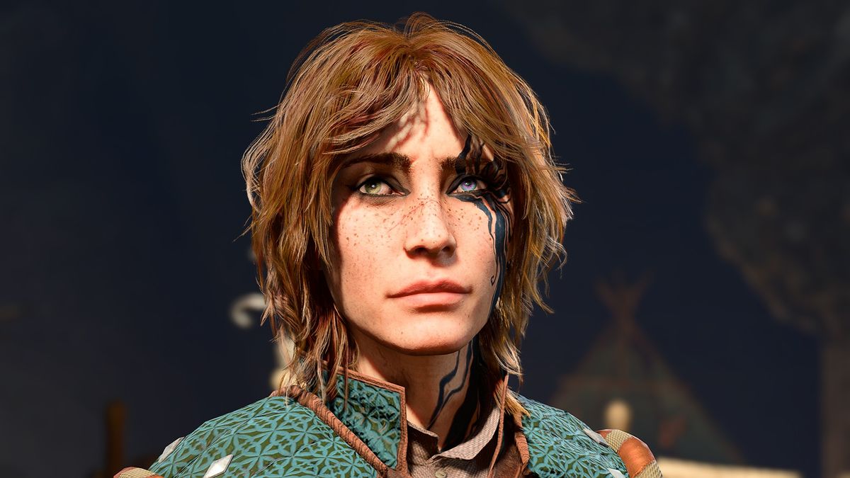 A close-up of a human Bard&#039;s face.